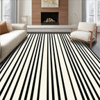 Clean Black White Stripe Pattern Rug