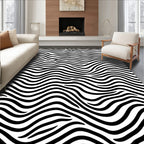 Bold Wavy Black White Stripes Rug