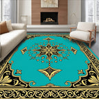Ornate Black Gold Starburst Design Rug