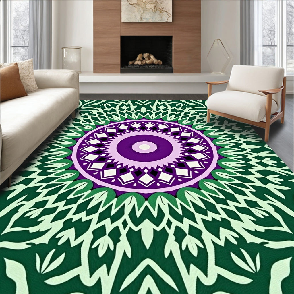Intricate Floral Mandala Pattern Design Rug