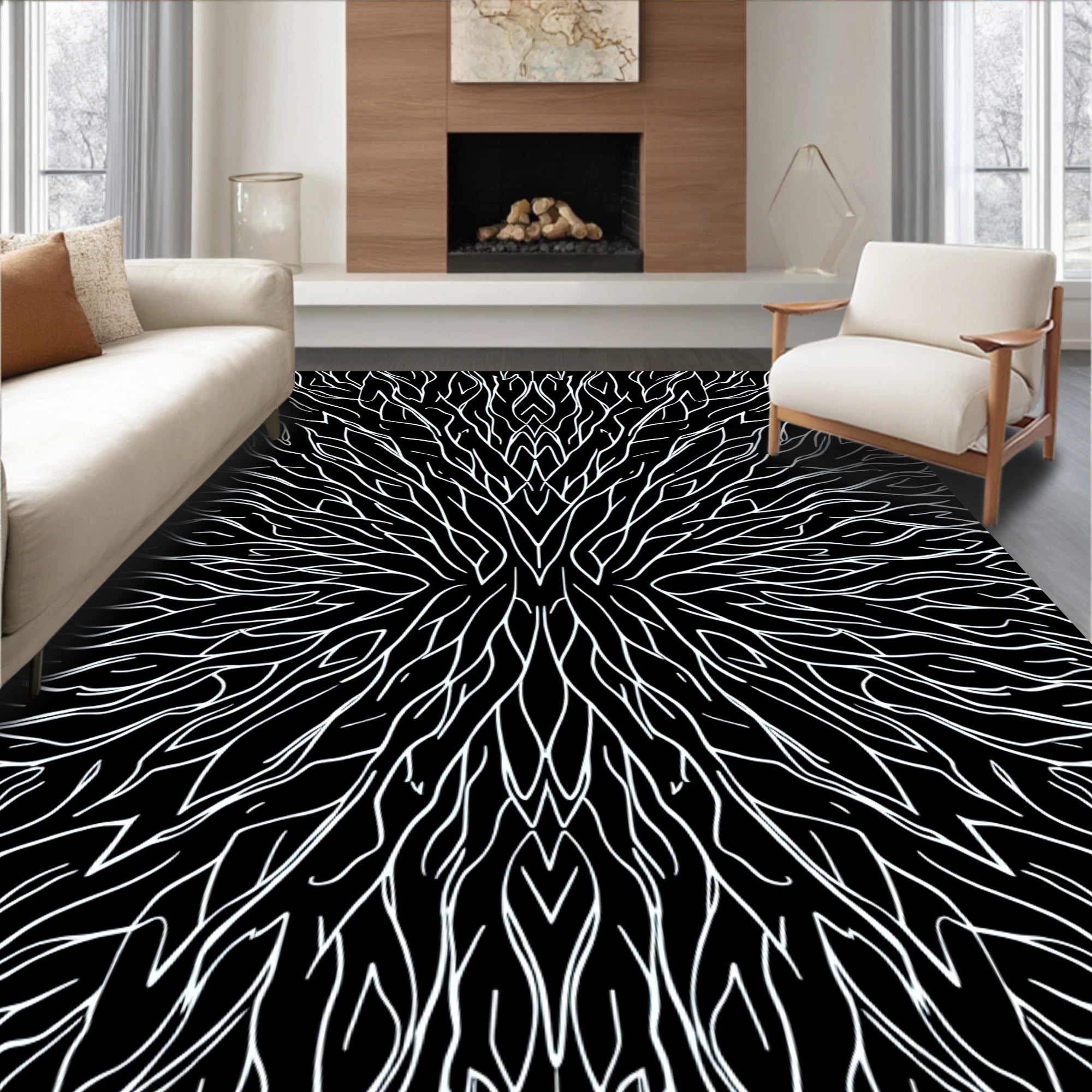 Abstract Organic Streaks Pattern Rug