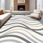 Modern Gray Blue Wavy Stripe Design Rug