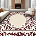 Rich Burgundy Flourish Border Design Rug