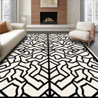 Black Geometric Abstract Pattern Rug