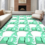 Mint Geometric Ice Crystal Pattern Rug