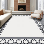 Ornate Black White Chain Pattern Rug