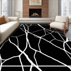 Black White Intersecting Line Abstract Rug