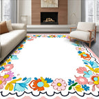Vibrant Floral Border Pattern Rug