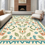 Nature Inspired Geometric Botanical Pattern Rug