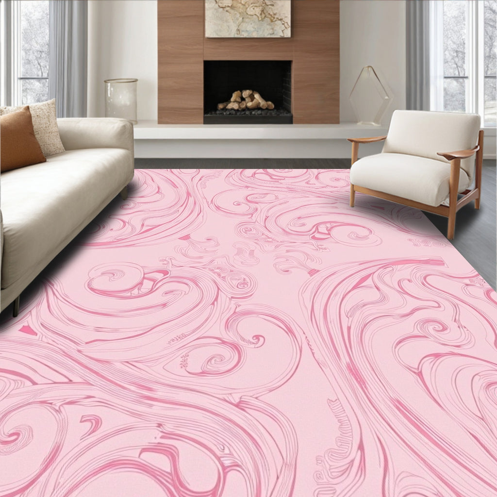 Art Nouveau Pink Swirl Pattern Rug
