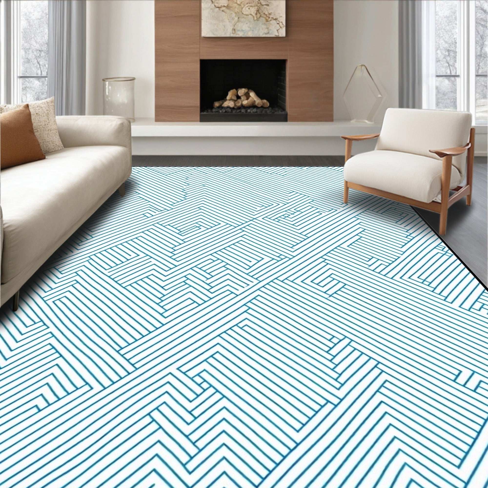 Abstract Geometric Stripe Pattern Rug