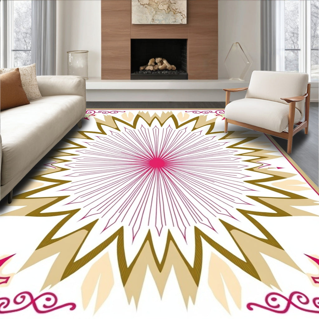 Radial Starburst Pattern with Whimsical Corners Rug