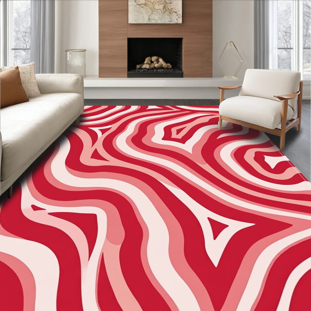 Red Swirl Abstract Pattern Rug