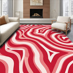 Red Swirl Abstract Pattern Rug