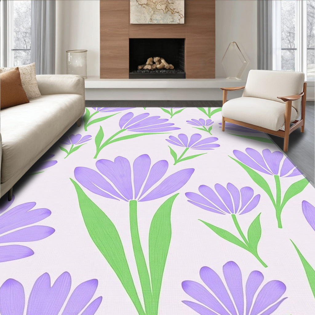Lavender Floral Pattern Rug