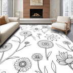 Floral Insect Outline Pattern Rug
