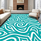 Turquoise Abstract Swirl Pattern Rug