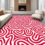 Crimson Red Labyrinth Swirl Rug