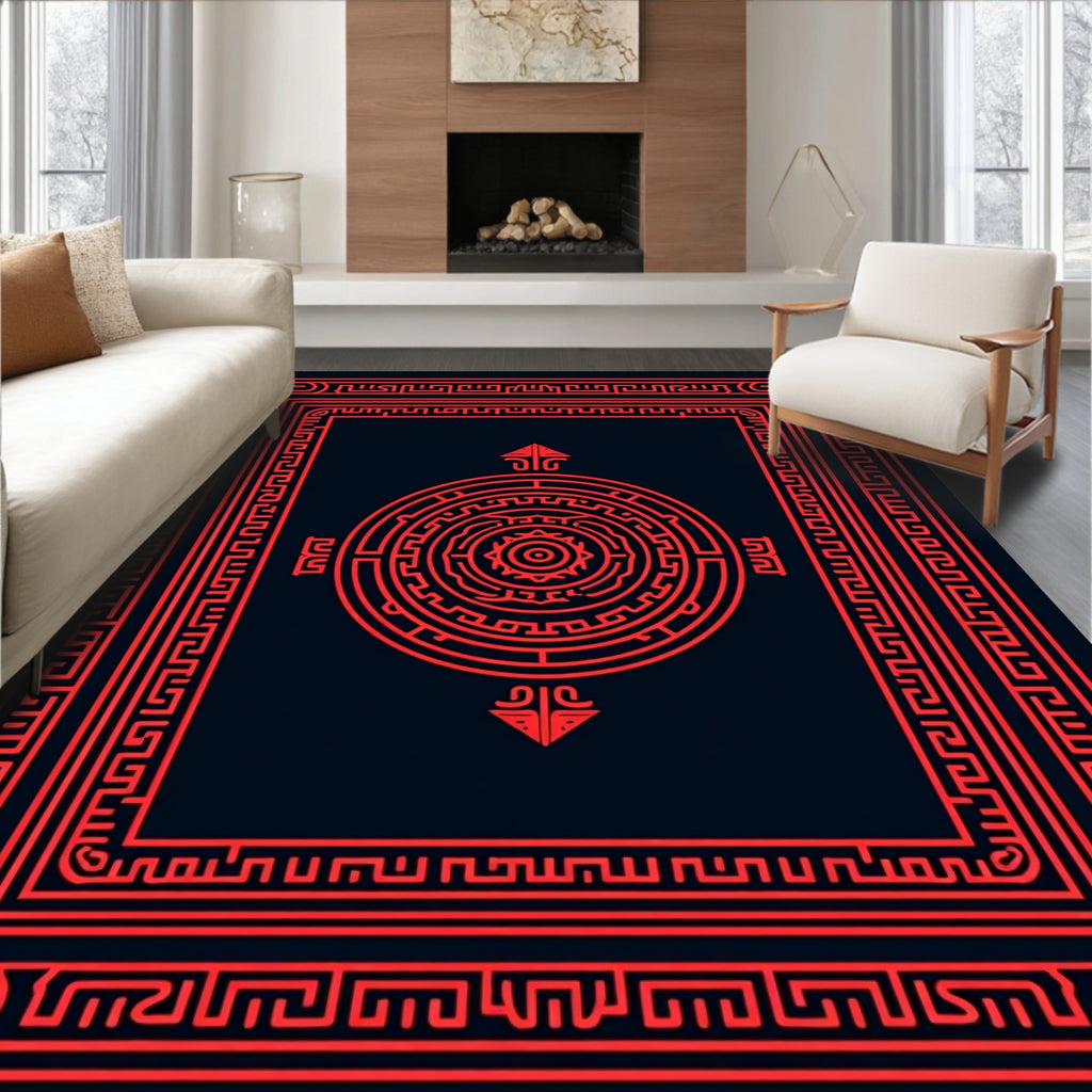 Geometric Sun Symbol Pattern Rug