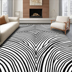 Bold Black White Curved Lines Rug