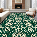 Classic Emerald Damask Floral Pattern Rug