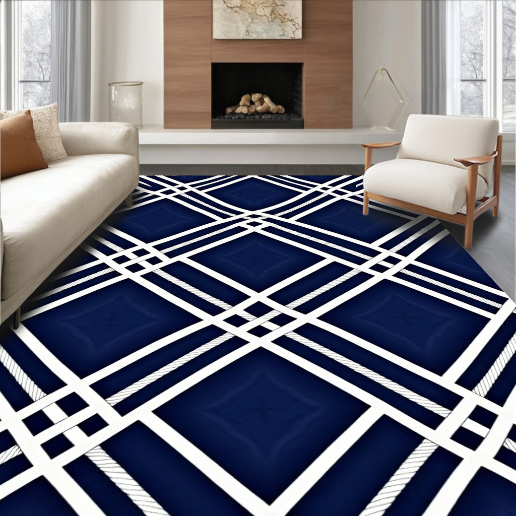 Classic Interwoven Diamond Pattern Rug