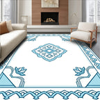 Ornate Blue Floral Geometric Rug