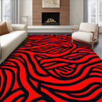Bold Red Abstract Flowing Lines Rug