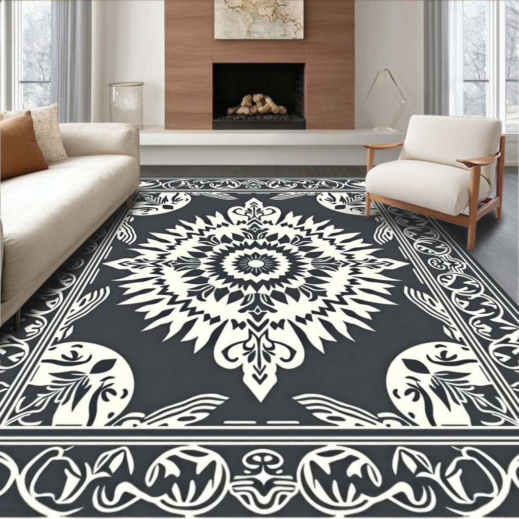 Intricate Floral Mandala Design Rug