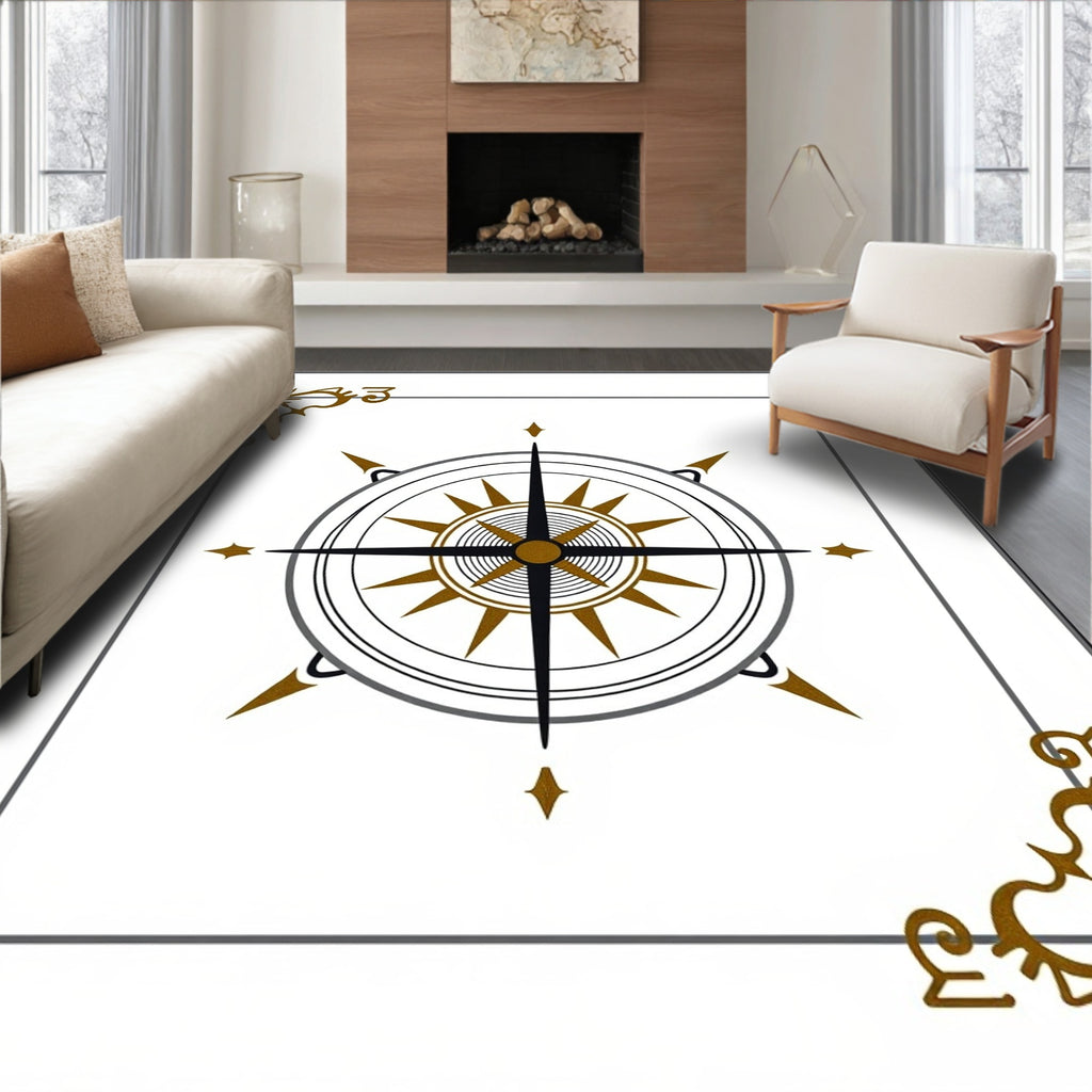 Antique Compass Rose Tile Design Rug