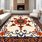 Vibrant Floral Sunburst Mandala Rug