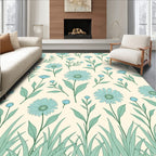 Pastel Blue Daisy Pattern Rug