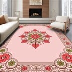 Vintage Floral Scrollwork Pink Rug