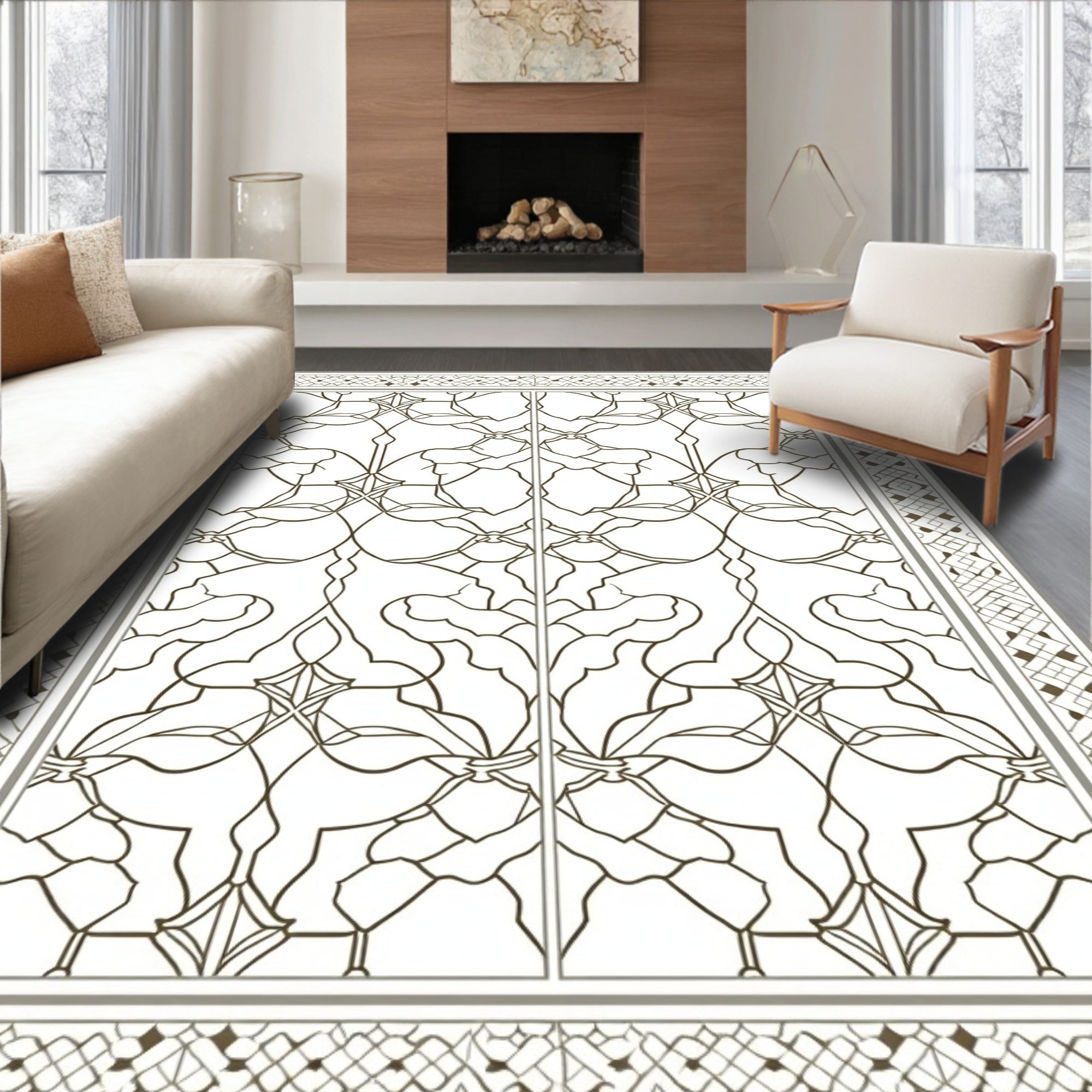 Intricate Geometric Floral Pattern Rug