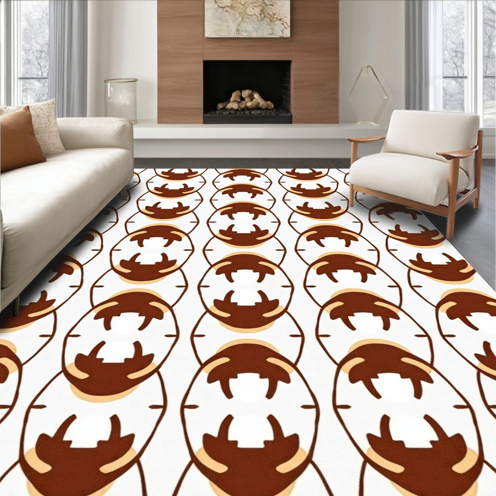 Organic Brown Tan Oval Pattern Rug