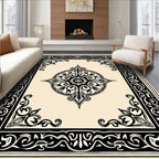 Vintage Style Black Floral Design Rug