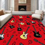 Electric Guitar And Music Notes Pattern Rug