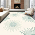 Abstract Teal Floral Pattern Rug