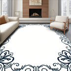 Elegant Outline Floral Border Design Rug