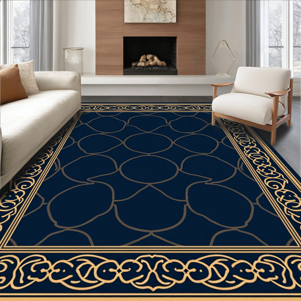 Ornate Geometric Circles Border Design Rug
