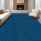 Deep Blue Contour Lines Pattern Rug