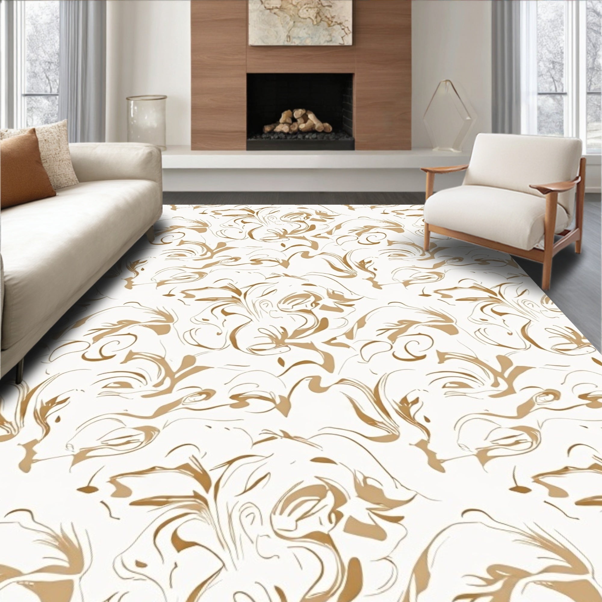 Abstract Swirls Brushstroke Pattern Rug