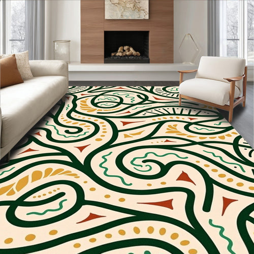 Abstract Swirls Shapes Organic Rug