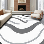 Abstract Gray Wave Pattern Rug