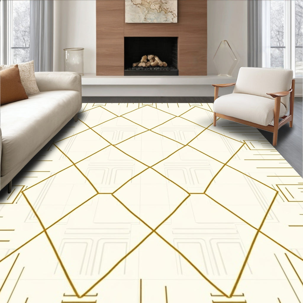 Elegant Diamond Grid Pattern Rug