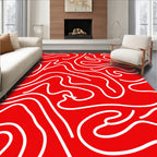 Bold Red Organic Flow Design Rug