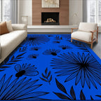 Bold Black Floral Vine Pattern Rug