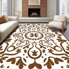 Ornate Floral Patterned Brown Rug