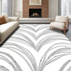 Abstract Brushstroke Palm Leaf Design Rug
