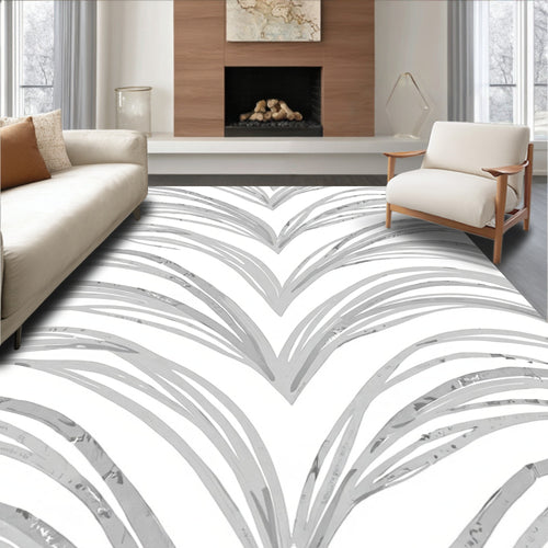 Abstract Brushstroke Palm Leaf Design Rug